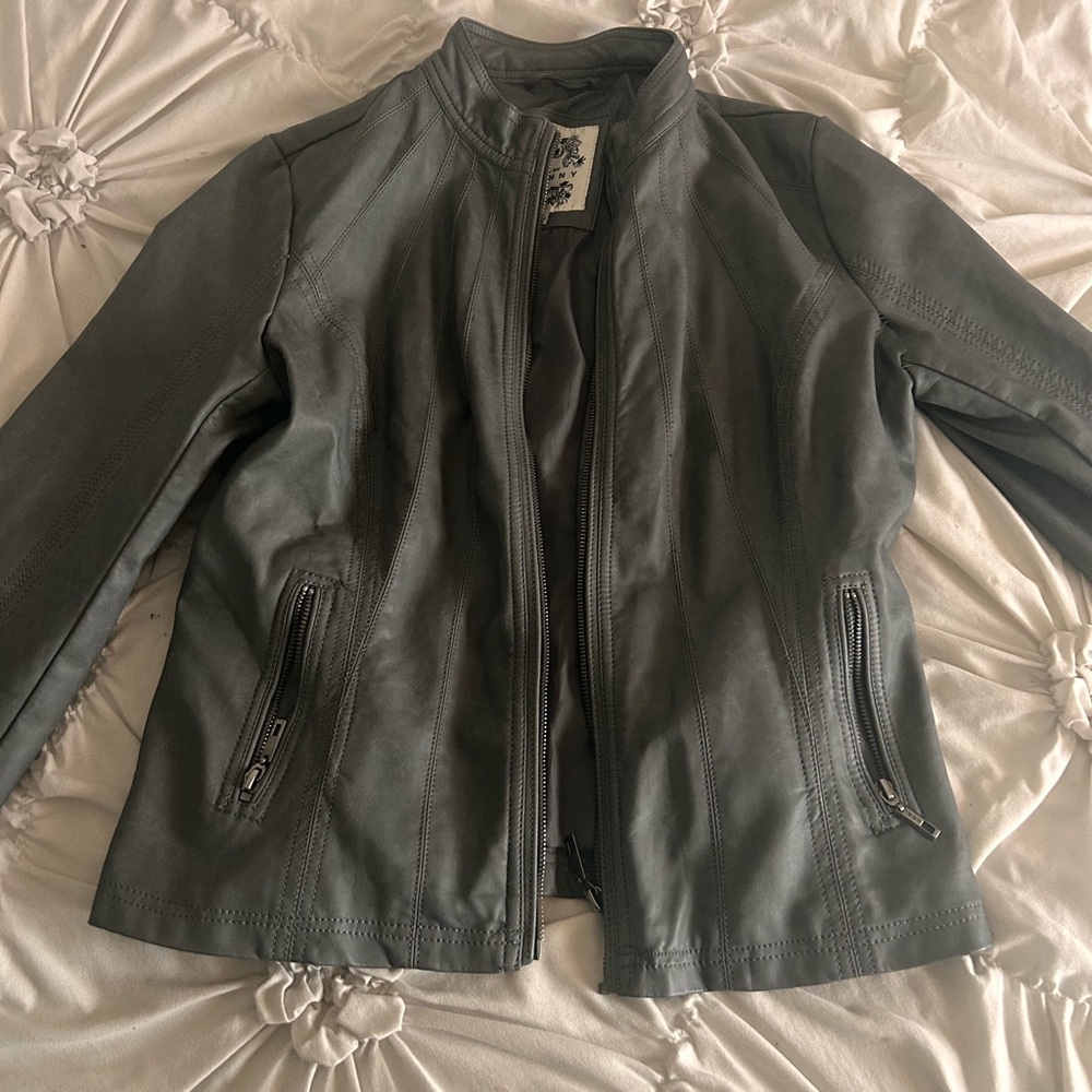 SHEIN Charcoal Leather Jacket